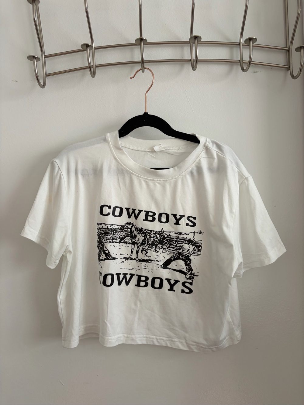White 'Cowboys' Crop Top